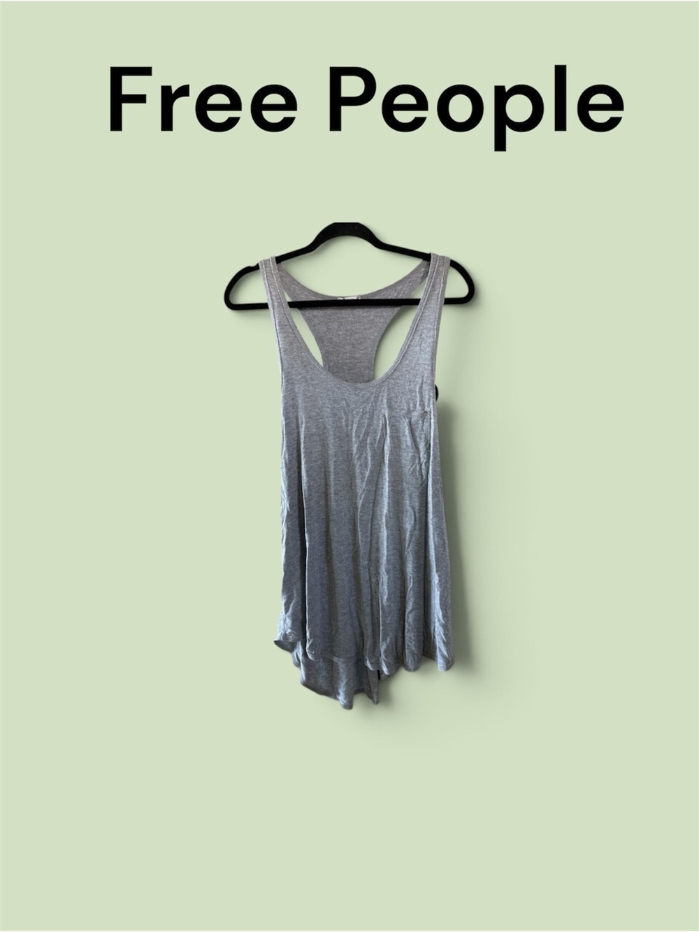 🐶Free People Gray Scoop Neck Racerback Tank